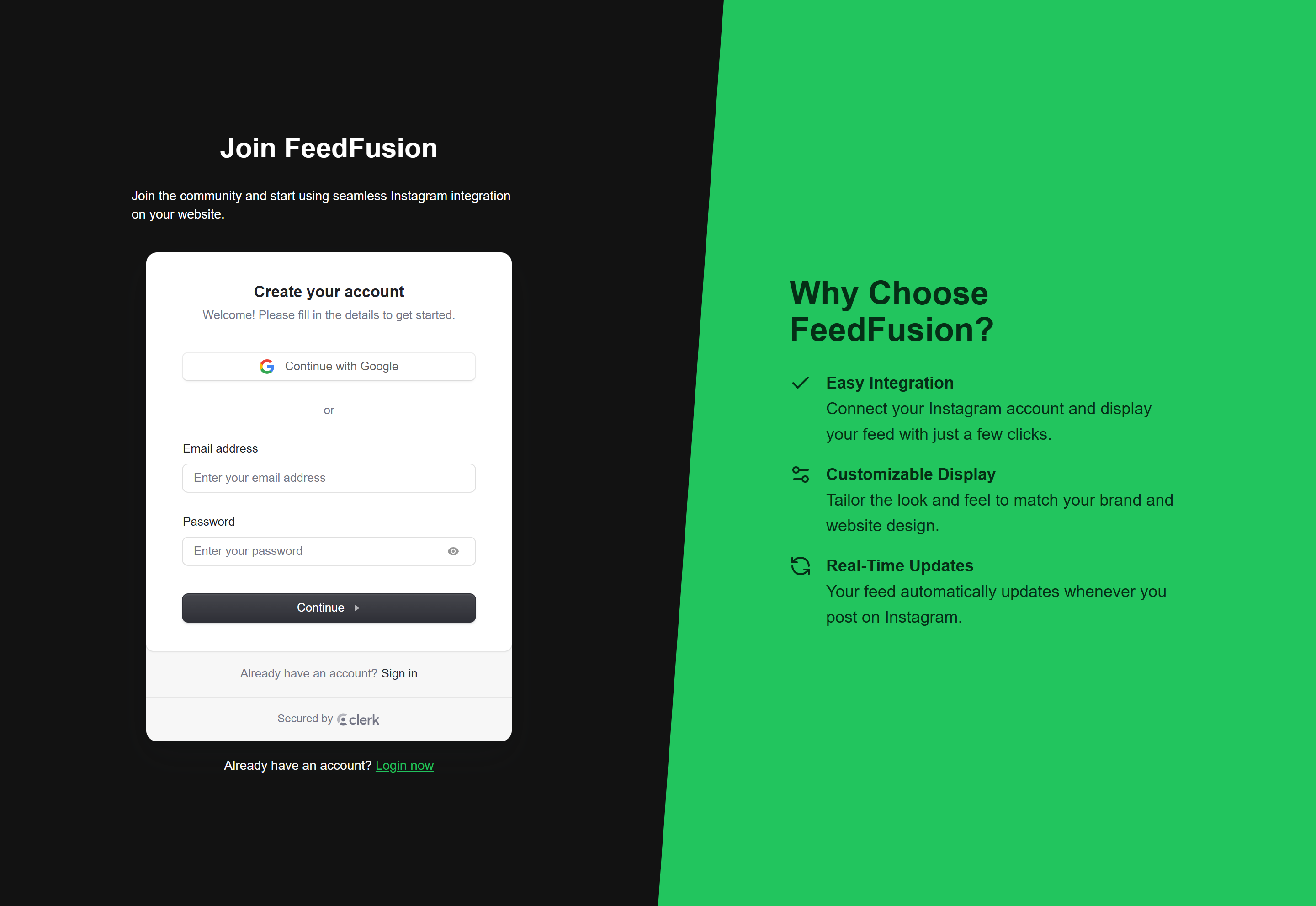 Demo view of Instagram feed on website